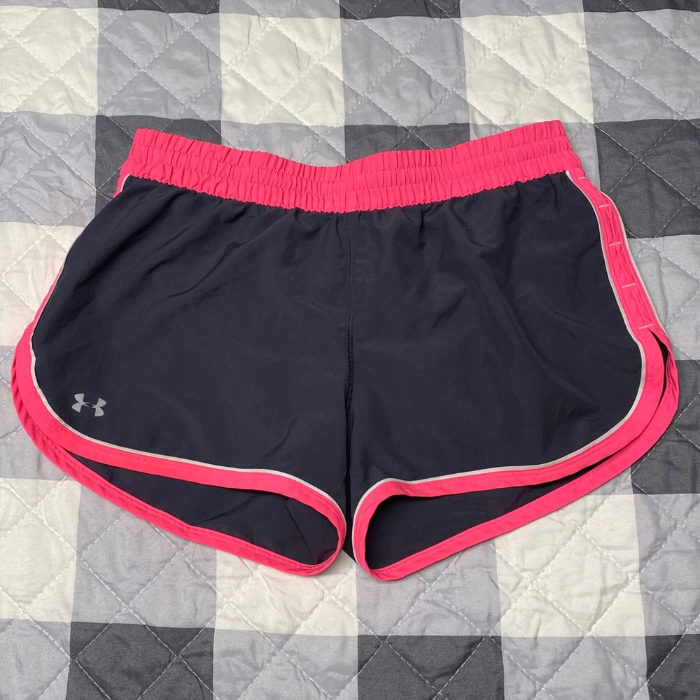 Grey & Pink Under Armour Athletic Shorts, S